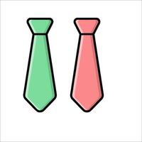 Two ties are shown in a line drawing vector