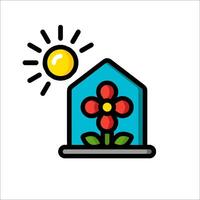 A house with a flower and sun on it vector