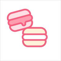Two macarons are shown on a white background vector