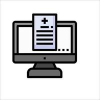 A computer monitor with a paper document on it vector