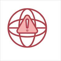 A red and white globe with a warning sign on it vector