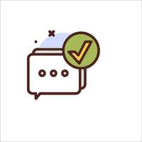 A speech bubble with a tick mark on it vector
