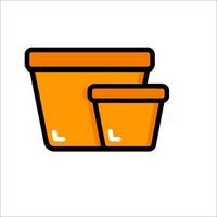 A pair of orange pots on a white background vector