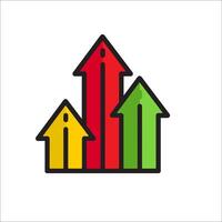 An arrow icon with a red, green and yellow arrow vector