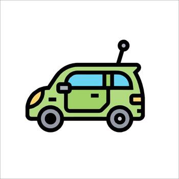 A small green car with a robot on top vector