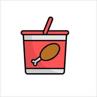 A chicken sandwich in a cup with a straw vector