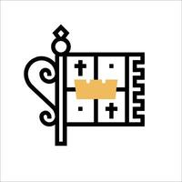 A black and white icon of a crown on a flag vector