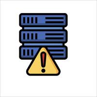 A server with a warning sign and a stack of servers vector