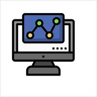 A computer monitor with a graph on it vector