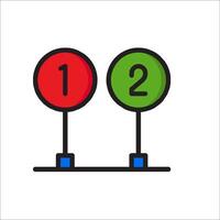 Two red and green traffic lights with numbers on them vector