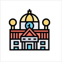 A building with a clock on top of it vector