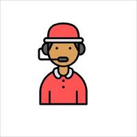 A man wearing a red hat and a headset vector