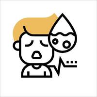 A man with a drop of water on his head vector