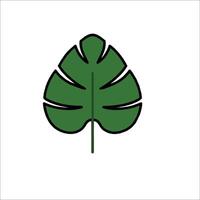 A green monstera leaf icon on a white background vector