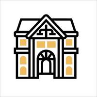 A building icon with a door and windows vector