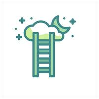 A ladder going up to a cloud with a moon vector