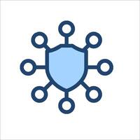 A shield with many connected circles vector