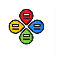 A colorful logo with four different colored icons vector