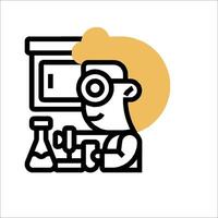 A man in a lab coat is working on a project vector