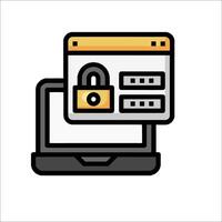 A laptop with a padlock icon on it vector