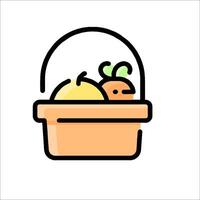 A basket with fruit and vegetables in it vector