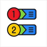 Two colorful buttons with the number one and two vector