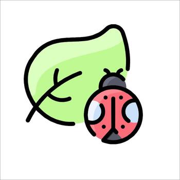 A ladybug and leaf icon on a white background vector