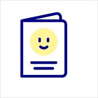 A smiley face is on a book with a smiley face vector