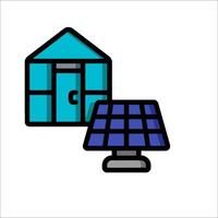 A solar panel and a house with a roof vector