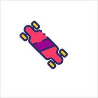 A skateboard icon with a purple and pink color vector