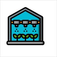 A house with a green house and plants inside vector