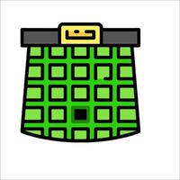 A green bag with a black and yellow square pattern vector