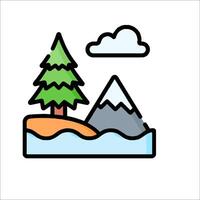 A mountain and a tree on a lake with a cloud in the background vector
