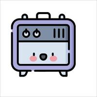 A purple suitcase with a cute face on it vector