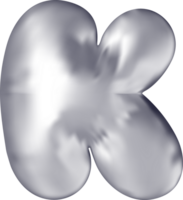 3d silver alphabet balloon single letter K png