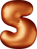 3D bronze balloon number five png