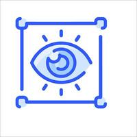 A blue icon with an eye in the center vector