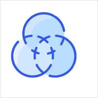 A blue and white logo with three circles vector