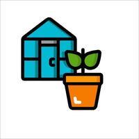 A plant in a pot next to a house vector