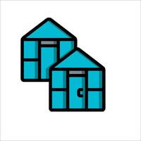 A blue house with a door and a window vector