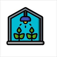 A house with plants inside and a light bulb vector