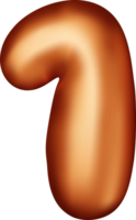 3D bronze balloon number one png