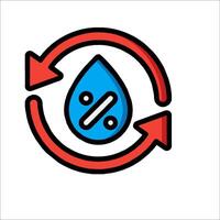 Water drop icon with arrows and a percentage sign vector