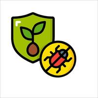 A bug and a shield with a plant on it vector