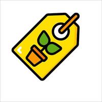 A yellow tag with a plant on it vector