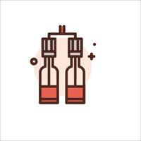 Two bottles with red liquid in them on a white background vector