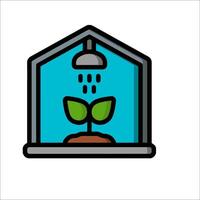 A plant growing inside a house with a shower vector