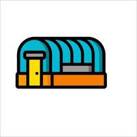 A blue and orange building icon on a white background vector