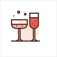 Two glasses of wine and champagne on a white background vector