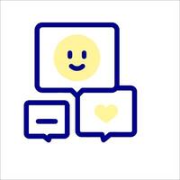 A smiley face and two speech bubbles with a heart vector